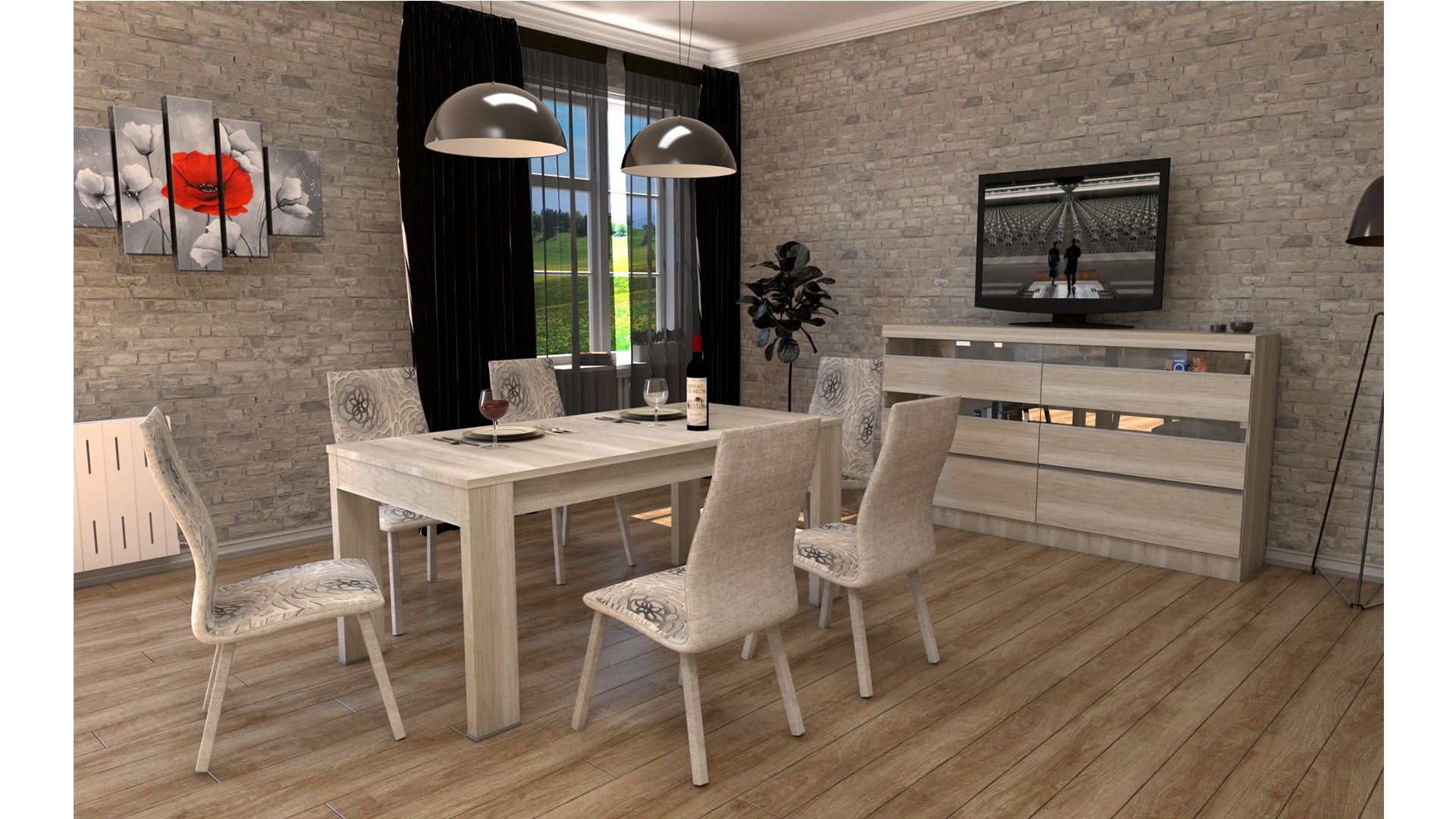 Mesa Rectangular Capri 1,80 m (Patas de Madera)